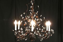 Wrought Iron Vine & Crystal Chandelier, 6 Candles