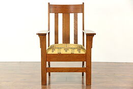 Arts & Crafts Mission Oak Antique Craftsman Chair, Signed Charles Stickley