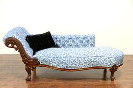 Recamier, Antique 1870 Chaise Lounge, or Fainting Couch, New Upholstery #30149