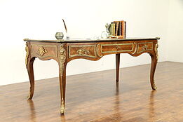 French Louis XV Style Vintage Walnut Desk, Bronze Figural Mounts #30918