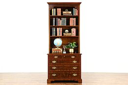 Traditional Library or Office Vintage Lateral File & Bookcase Signed Widdicomb