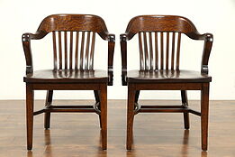 Pair of Antique Quarter Sawn Oak Banker, Office or Library Chairs, Klode #31412
