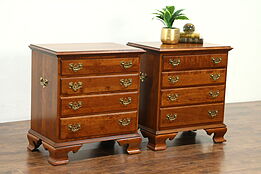 Pair of Traditional Cherry Nightstands, End or Lamp Tables, Signed Ethan Allen