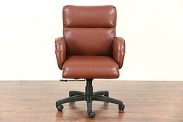 Ethan Allen Leather Swivel Adjustable Desk Chair, Wheels #29444
