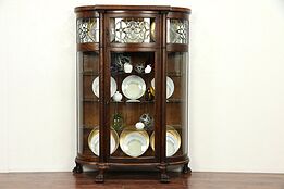 Victorian Oak Antique Leaded & Curved Glass China or Curio Cabinet #29920