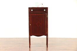 Music Cabinet,1900 Mahogany Antique with Inlaid Banding #30048