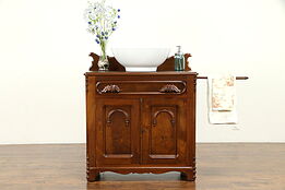 Victorian Antique Walnut Chest, Towel Bar, Commode, Nightstand, End Table #31426