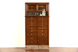 Dentist Cabinet, 1900 Oak & Marble Dental Antique, Jewelry or Collector, Signed