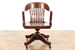 Swivel Adjustable Vintage Desk Chair, Signed Colonial of Chicago