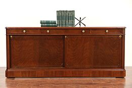 Executive Vintage Walnut Credenza or TV Console Cabinet, Signed Standard  #29578