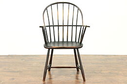 Windsor Antique 1780 Chair with Arms, New England, Worn Paint Finish
