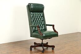 Judge Style Vintage Tufted Leather Swivel Adjustable Desk Chair #31288