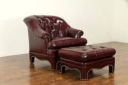 Tufted Vintage Club Chair & Ottoman or Stool, Leathercraft #31923