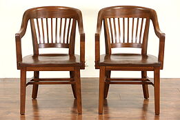 Pair Library or Office 1925 Walnut Chairs with Arms, Sioux Falls SD Courthouse