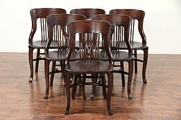 Set of 6 Antique Quarter Sawn Oak Dining Chairs Heywood Wakefield Chicago #29563