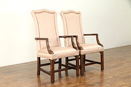 Pair of Traditional Fruitwood Vintage Dining or Library Chairs #30966