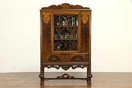 English Tudor Antique Walnut China Display Cabinet or Bookcase, Bott NY #31878