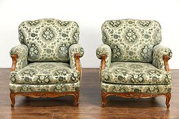 Pair of 1950's Vintage French Chairs, Down Cushions, Signed Prevost, Paris
