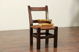 Arts & Crafts Mission Oak Antique Craftsman Child Chair, New Leather #29844