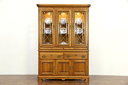 Oak Vintage China Cabinet, Leaded Beveled Glass, Richardson Bros of WI
