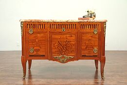 Italian Vintage Chest, Dresser or Commode, Marquetry & Marble Top #29210