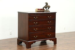 Mahogany 1830 Antique Bachelor Chest or Dresser, Leather Shelf, England