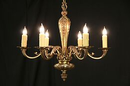 Bronze Antique 1915 Chandelier,  6 Beeswax Candles, Rewired #29649