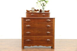 Victorian Antique 1860's Cherry Chest or Dresser, Carved Pulls #30476