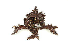 Carved Antique French Mahogany Architectural Salvage Crest Fragment #31408