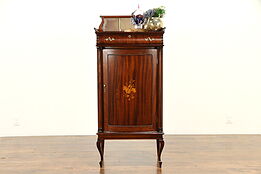 Art Nouveau Antique Mahogany Music or Drawing Cabinet, Beveled Mirror #31805