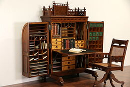 Wooton Signed Victorian 1874 Patent Antique Walnut Desk