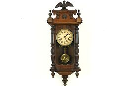 Junghans Victorian Antique 1890's Carved Wall Clock with Eagle