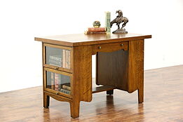 Arts & Crafts Mission Oak Antique Library Table, Lawyer Bookcase Ends, Kades