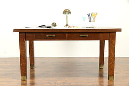 Arts & Crafts Mission Oak Antique Craftsman Library or Dining Table, Desk #31281