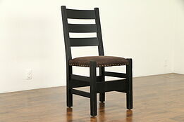 Arts & Crafts Mission Oak Antique Desk or Side Chair, New Leather #31493
