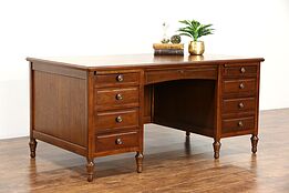 Executive 1930's Vintage Walnut Library or Office Desk, File Drawer