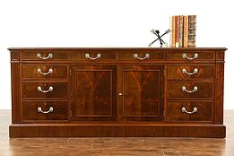 Custom 8 Drawer Lateral Walnut Executive Vintage File Cabinet Credenza 6'.