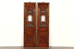 Pair of Architectural Salvage Carved Chinese Panels, Garden Scenes