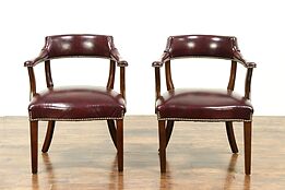 Pair of Bank of London Vintage Library or Office Chairs, Faux Leather