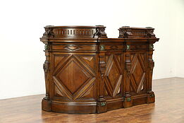 English Victorian Antique Oak Hotel Reception Desk, Bank Counter or Bar #30237