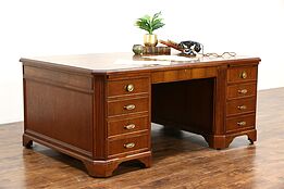 Judge's Traditional Walnut Vintage Oversize Executive Library or Office Desk