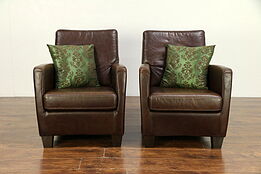 Pair of Vintage Scandinavian Leather Club Chairs #30358