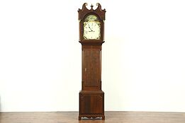 Georgian 1825 Antique Oak Grandfather Long Case Clock, Quartz Movement