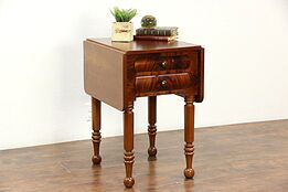 Dropleaf 1830's Antique Cherry & Mahogany Lamp Table, Nightstand