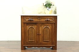 Victorian Antique 1860's Walnut Marble Top Small Chest, Commode or Nightstand