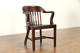 Banker, Library or Office Antique 1925 Chair with Arms, Sikes NY #31563