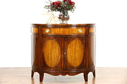 Demilune Half Round Vintage Rosewood Banded Hall Console Cabinet, Heritage