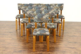 Set of 10 Midcentury Modern 1950 Vintage Designer Dining Chairs, New Upholstery
