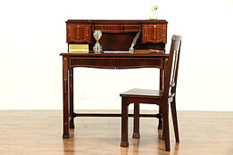Art Nouveau & Deco Antique Austrian Desk & Chair Set, Pearl Inlay #30291