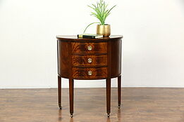 Demilune Half Round Vintage Hall Console Cabinet, Signed Columbia
